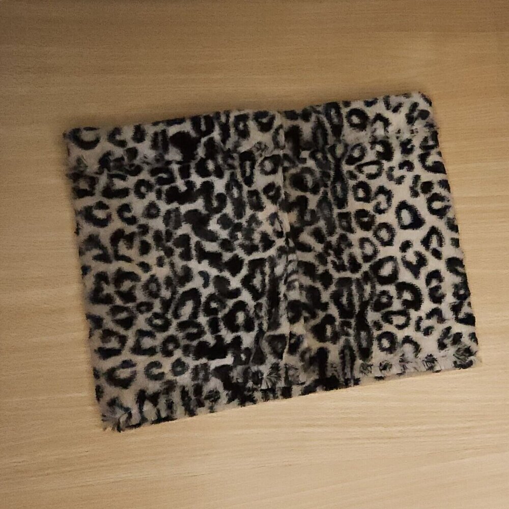 Animal Print Tan Black Animal Print Faux Fur Infinity Neck Warmer Scarf